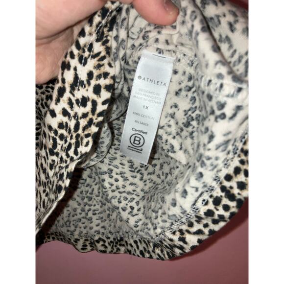 Athleta Brown Black Animal Print Cotton Tee Shirt Size 1X - Picture 3 of 5
